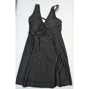 Hanna Nikole Black Twist Front V-Neck Swim Dress Plus Size 22W NWT